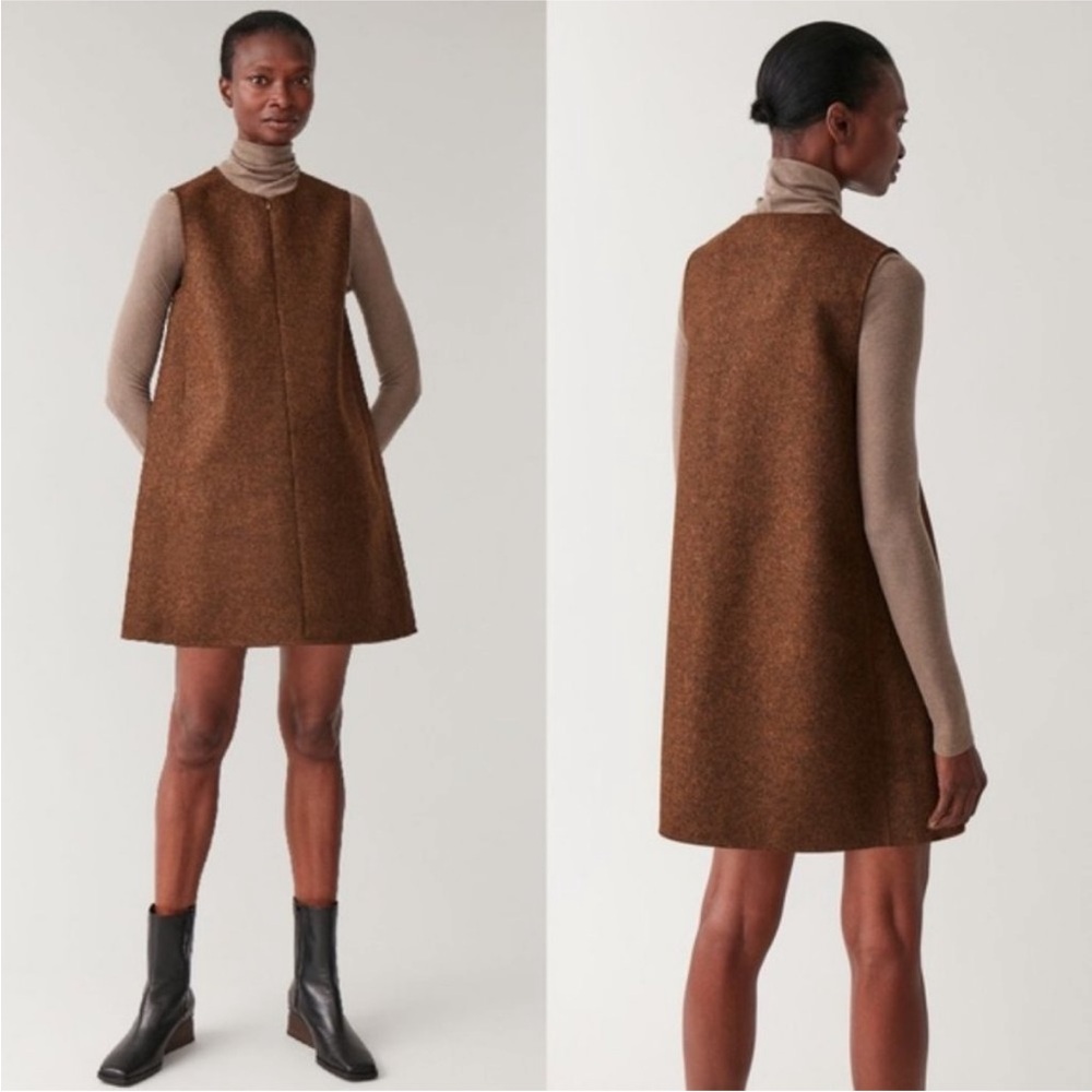 Cos Brown Sleeveless Wool Dress